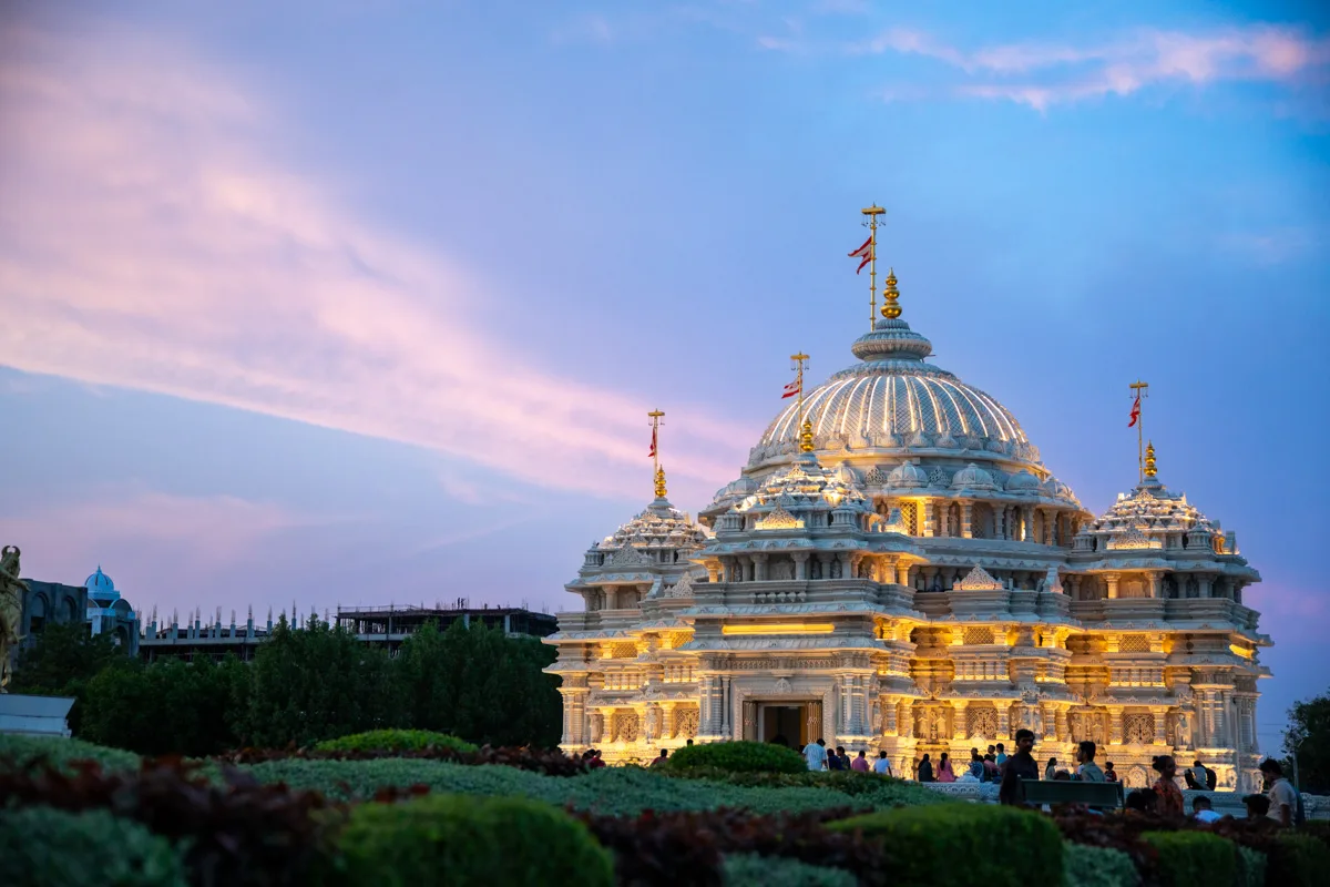 The mandir dome at twilight