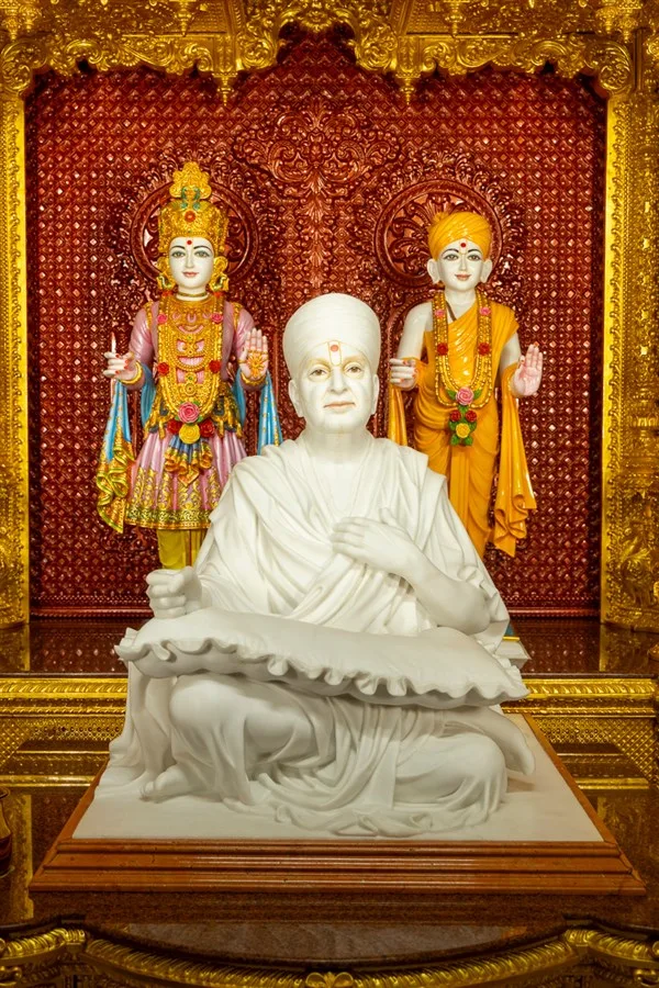 Gunatitanand Swami with Bhagwan Swaminarayan and Gopalanand Swami